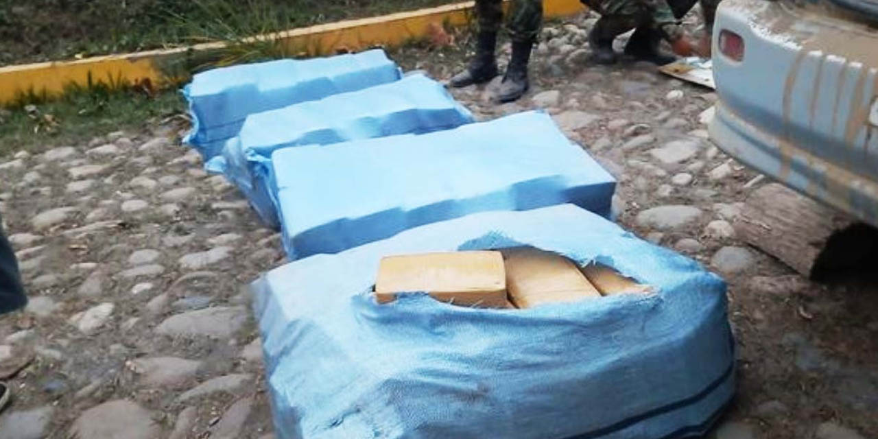 La droga estaba en cuatro bolsas de yute. | Foto: Vicem. Defensa