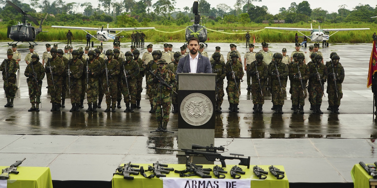 El ministro de Gobierno, Eduardo Del Castillo, en el acto principal en Chimoré, Cochabamba.