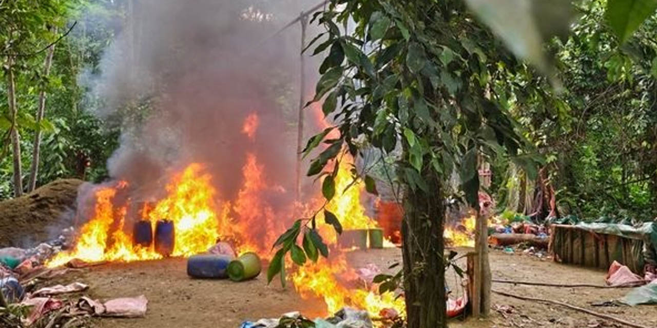 Fábricas de droga destruidas en el trópico de Cochabamba. | Foto: ABI