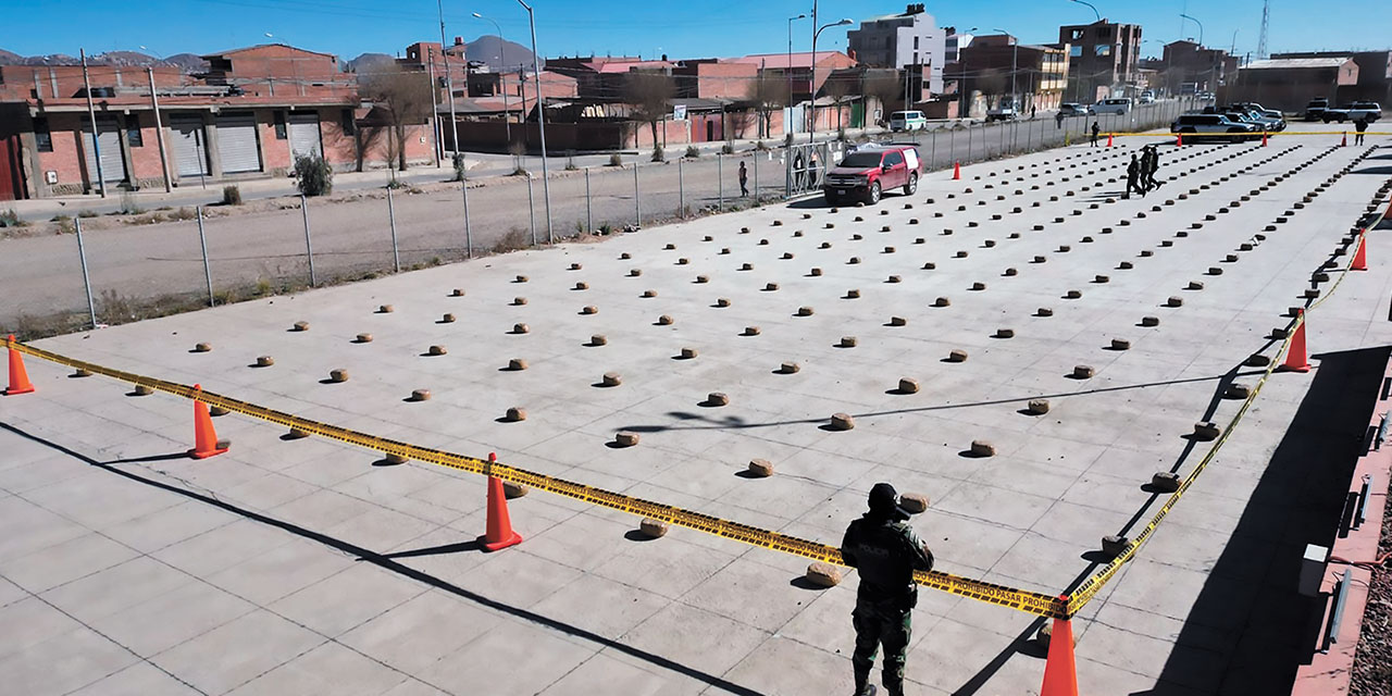 FELCN presenta el secuestro de 317 kilos con 600 gramos de marihuana. Foto: FELCN