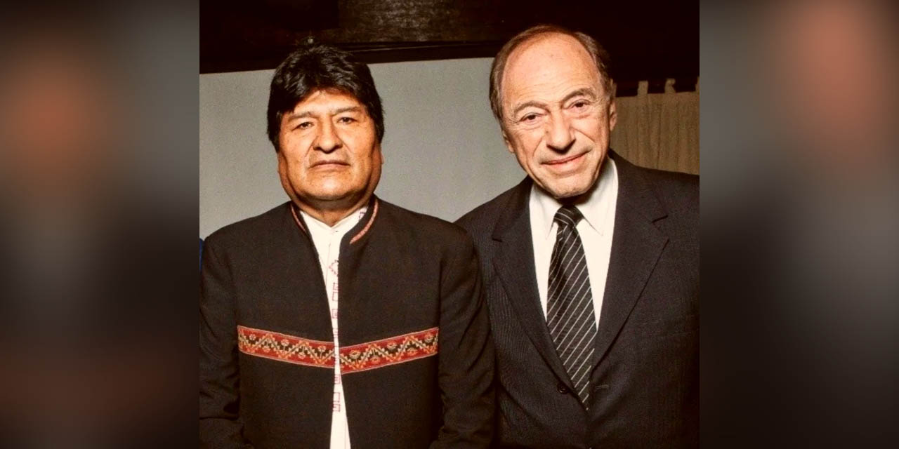 Evo Morales y el jurista Eugenio Raúl Zaffaroni. Foto: Cuenta en X de Evo Morales