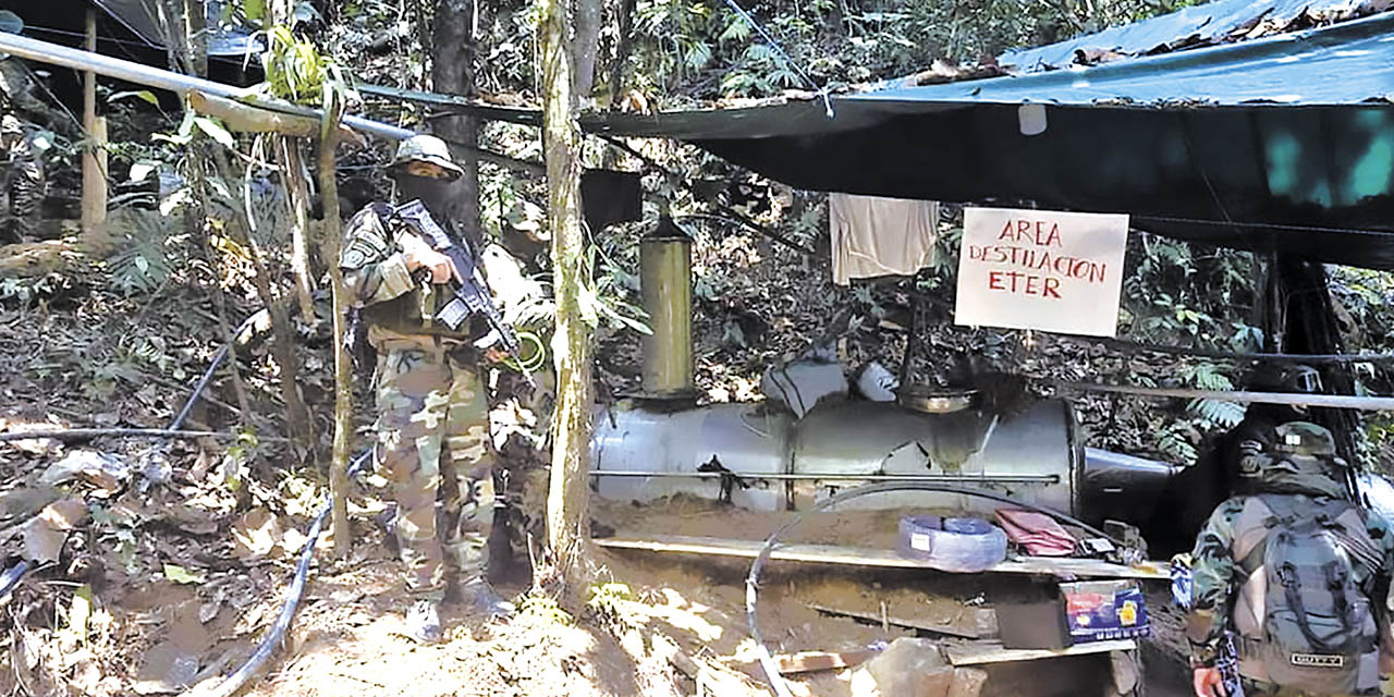 Un megalaboratorio de cocaína es destruido en el Chapare cochabambino. | Foto: Defensa Social