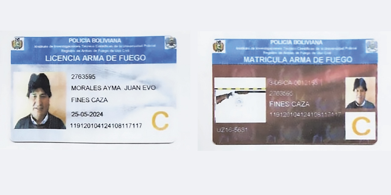 Licencias de arma de fuego que pertenecen a Evo Morales.