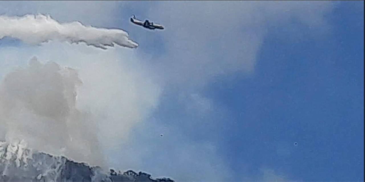 El avión Electra Tanker contratado por el gobierno de Luis Arce de Canadá. Foto Min. Defensa 