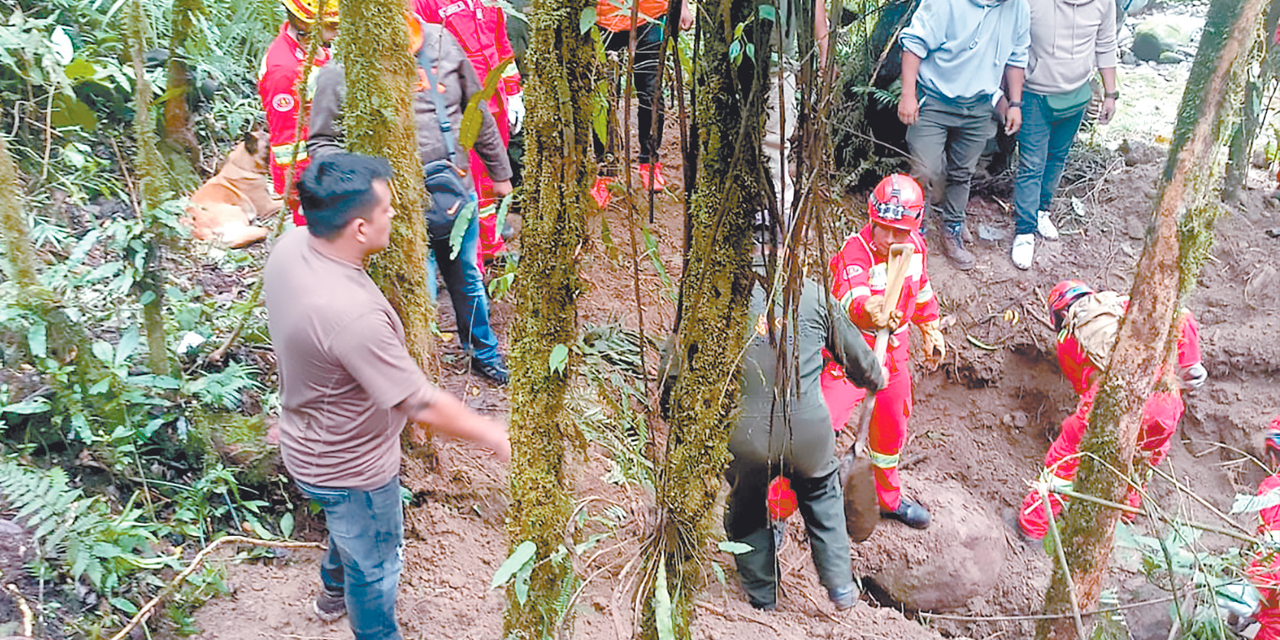 Bomberos rescatan los cuerpos sepultados del múltiple asesinato en Pucamayu. Fotos: FGE