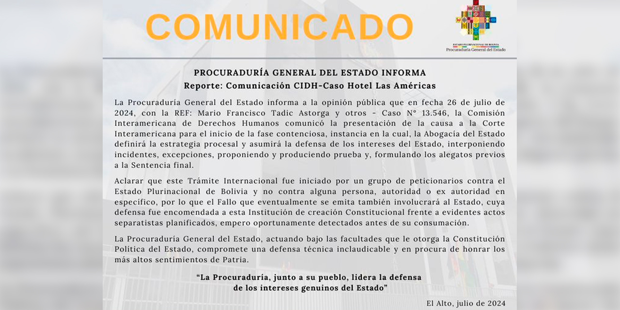 El comunicado de la Procuraduría General del Estado.