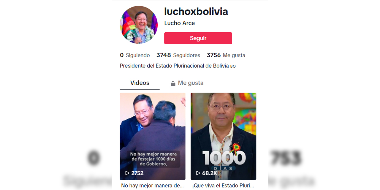 El presidente Luis Arce  abrió una cuenta en la red social TikTok.