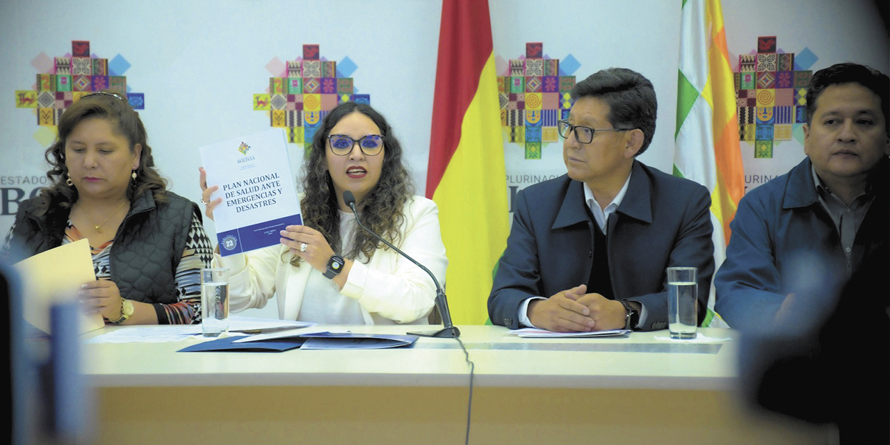 La ministra de Salud y Deportes, María Renée Castro, en rueda de prensa. | Foto: MSyD