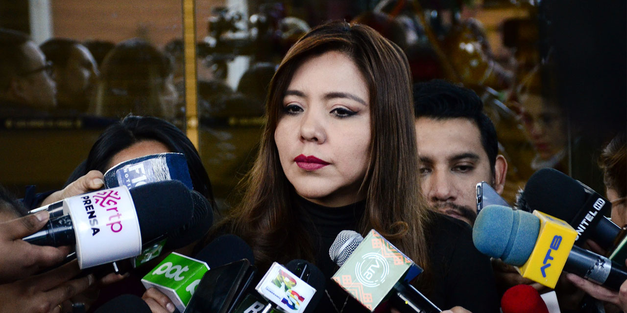 La viceministra de Comunicación, Gabriela Alcón, durante la conferencia de prensa.  | Foto: Vicecom