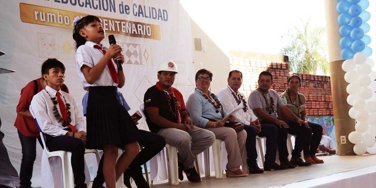 La ministra Verónica Navia dio inicio a la gestión educativa 2024 en Pando. FOTO:  Ministerio de Trabajo