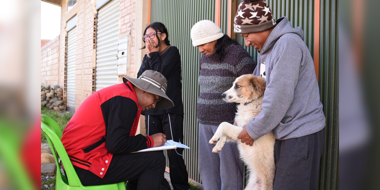 Uno de los miles de censistas voluntarioso realiza su labor en el municipio de El Alto. Foto: Gustavo Ticona