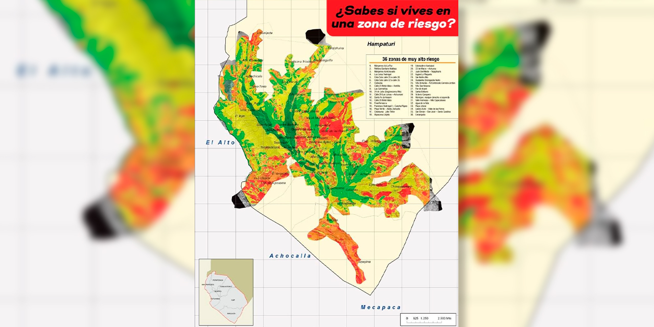 El Mapa de Riesgos actual de la ciudad de La Paz data de 2011. Foto: RRSS