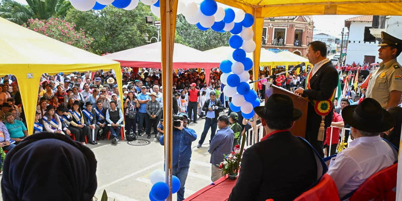 Discurso del presidente Luis Arce por los 412 años de fundación del municipio de Vallegrande.  | Foto: Presidencia