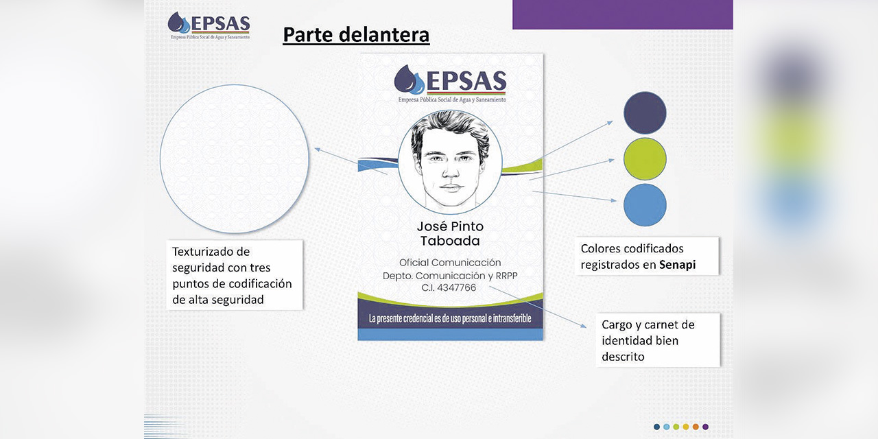 Los detalles de la credencial que deben portar los funcionarios de Epsas.  | Foto: Epsas