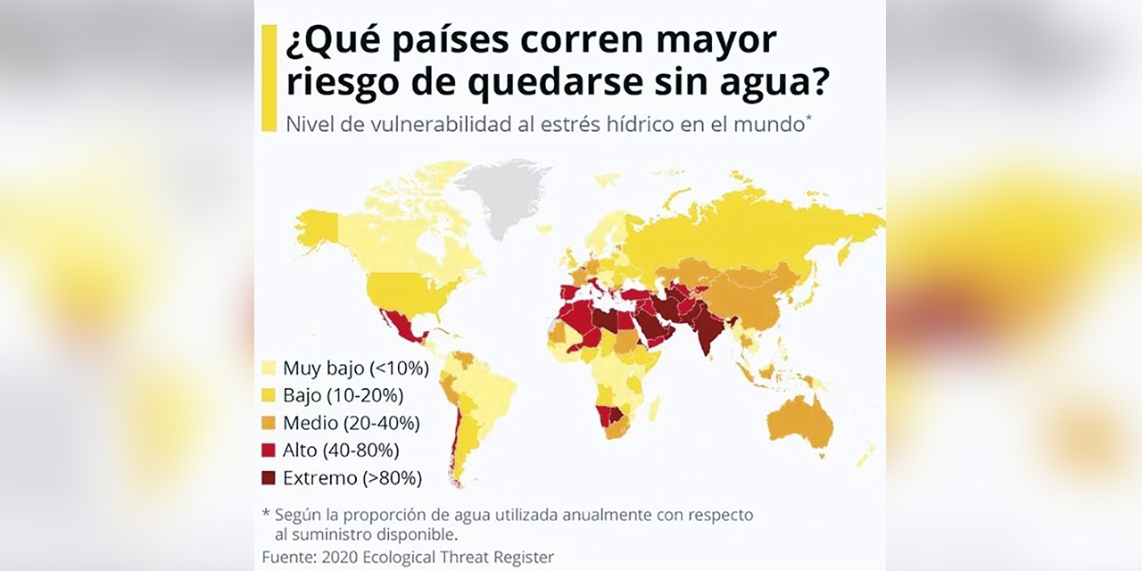 Mapa de la escasez hídrica mundial. | Infografía: WRI