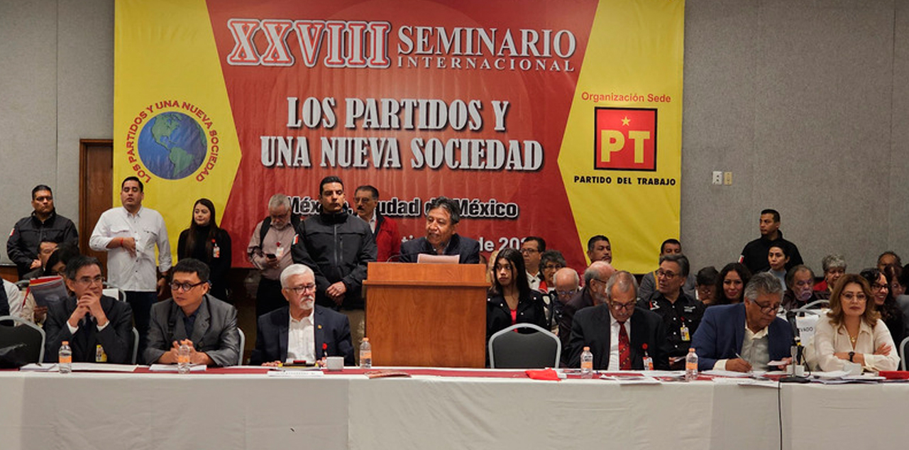 El vicepresidente David Choquehuanca en el "XXVIII Seminario Internacional, los Partidos de una Nueva Sociedad". Foto: Vicepresidencia