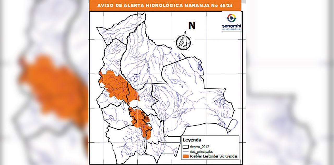 El mapa muestra las zonas de riesgo. Foto: Senamhi