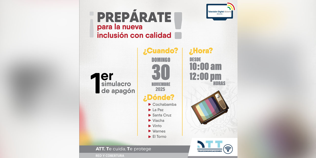 Bolivia efectuará su primer simulacro del apagón analógico este domingo, 30 de noviembre