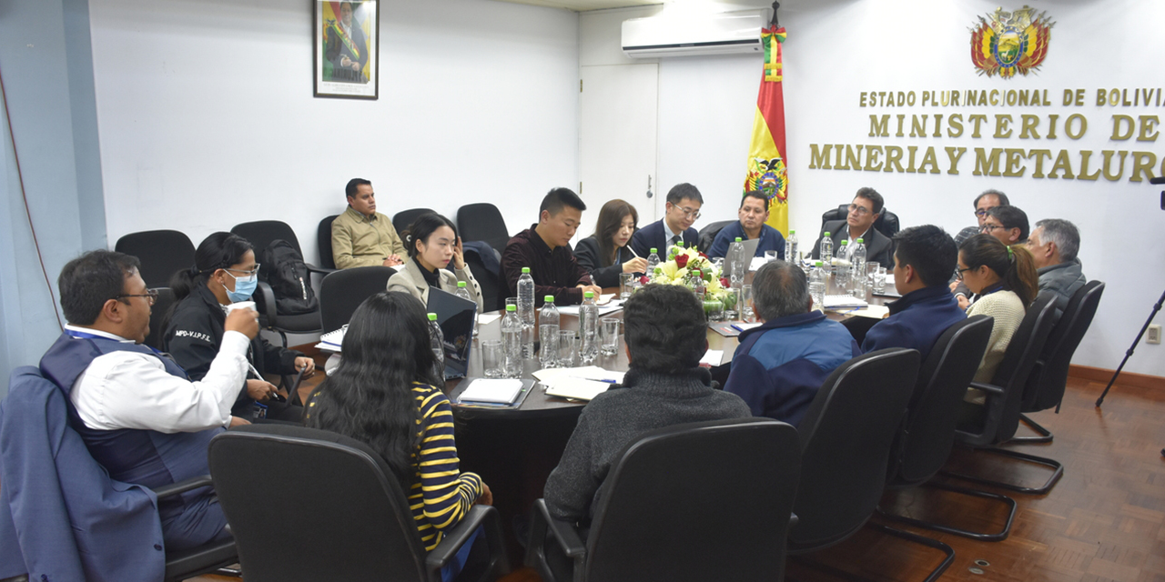 El ministro Villavicencio con una comisión especial del Banco Eximbank, de China. (Foto: Ministerio de Minería)