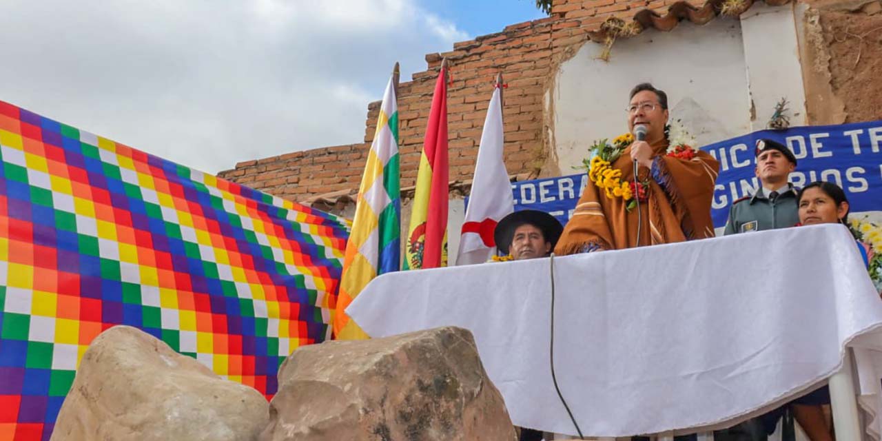 El presidente Luis Arce en Sucre, Chuquisaca. | Foto: RRSS