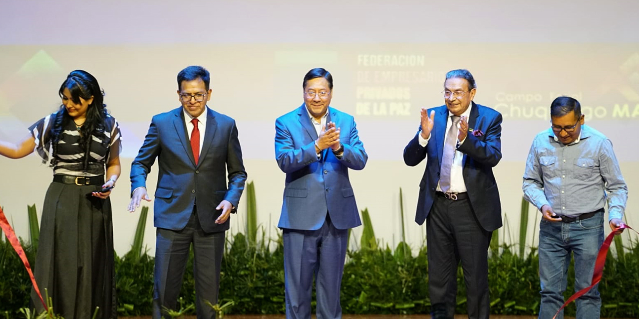 El Primer Mandatario boliviano, en la inauguración de la Feria La Paz Expone. (Foto: Presidencia)