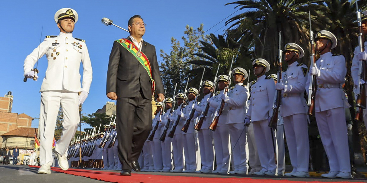 El presidente Luis Arce en el homenaje a Cochabamba. | Foto: Presidencia.