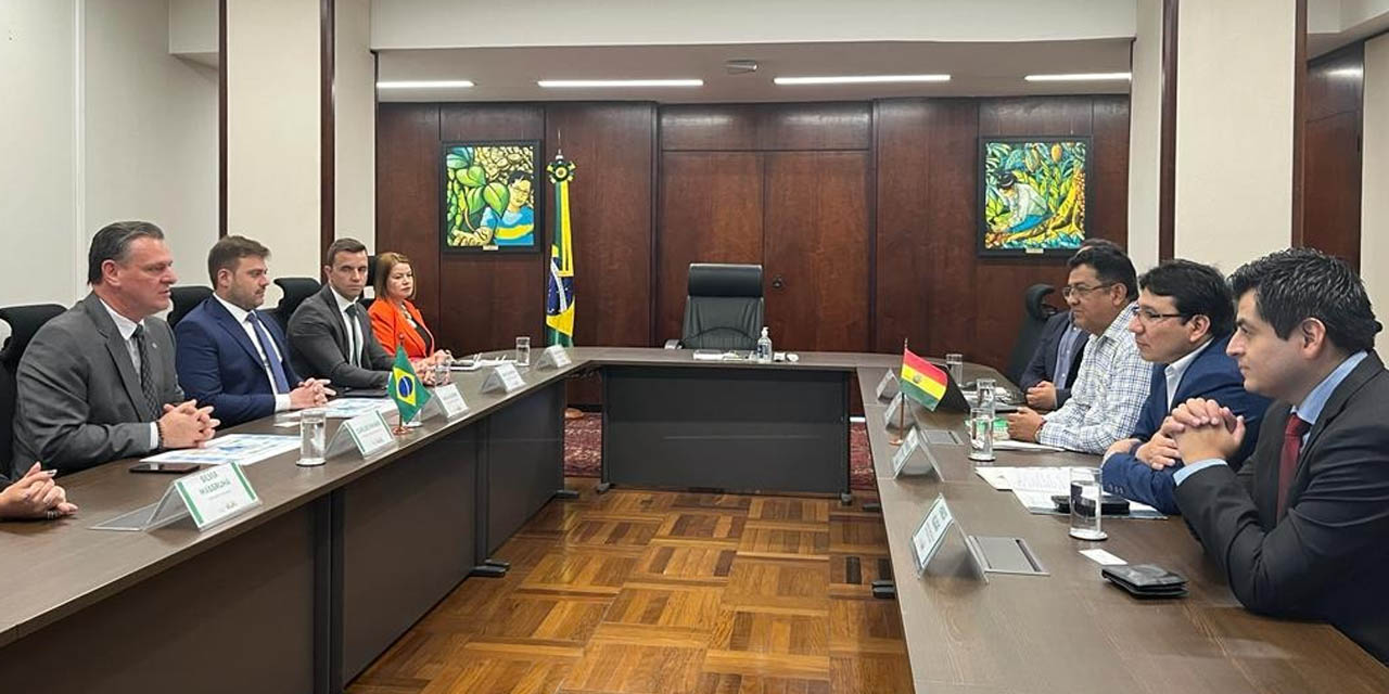 Autoridades bolivianas y brasileñas durante el encuentro en Brasilia. | Foto: RRSS