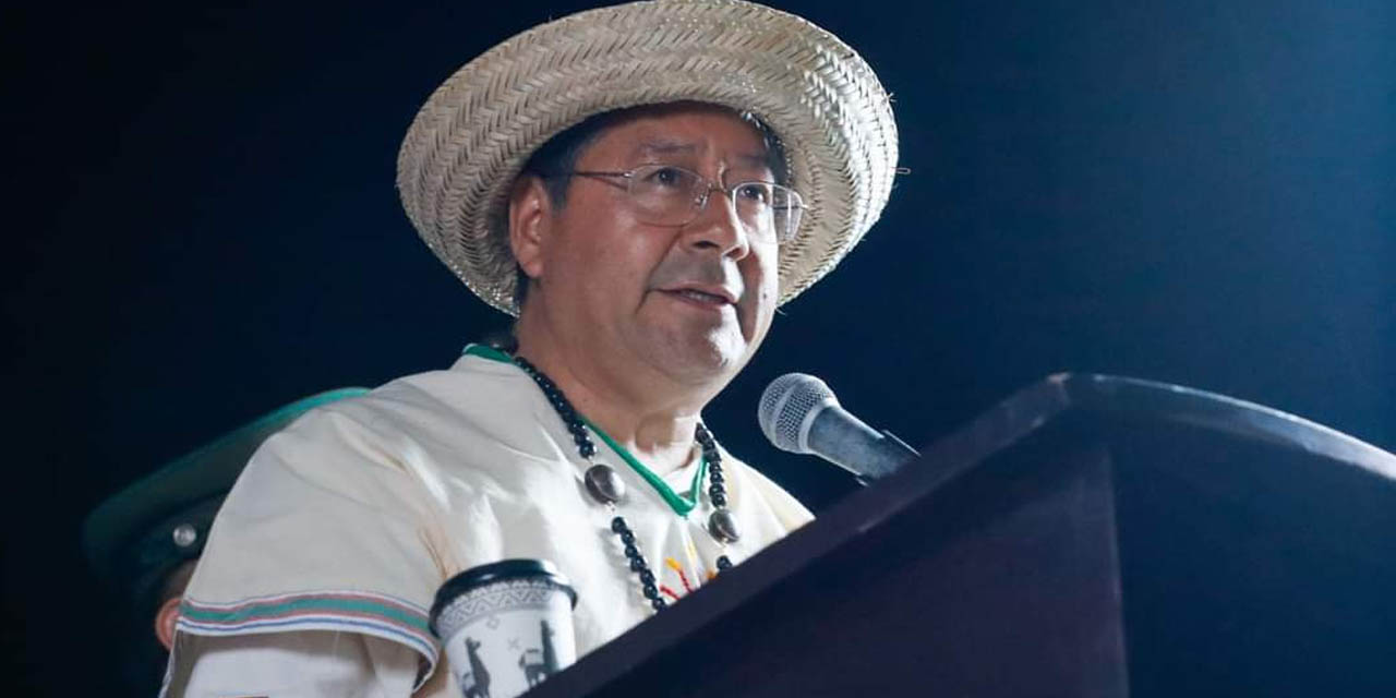 El presidente Luis Arce en su discurso ante el pueblo de Beni. | Foto: Comunicación Presidencial