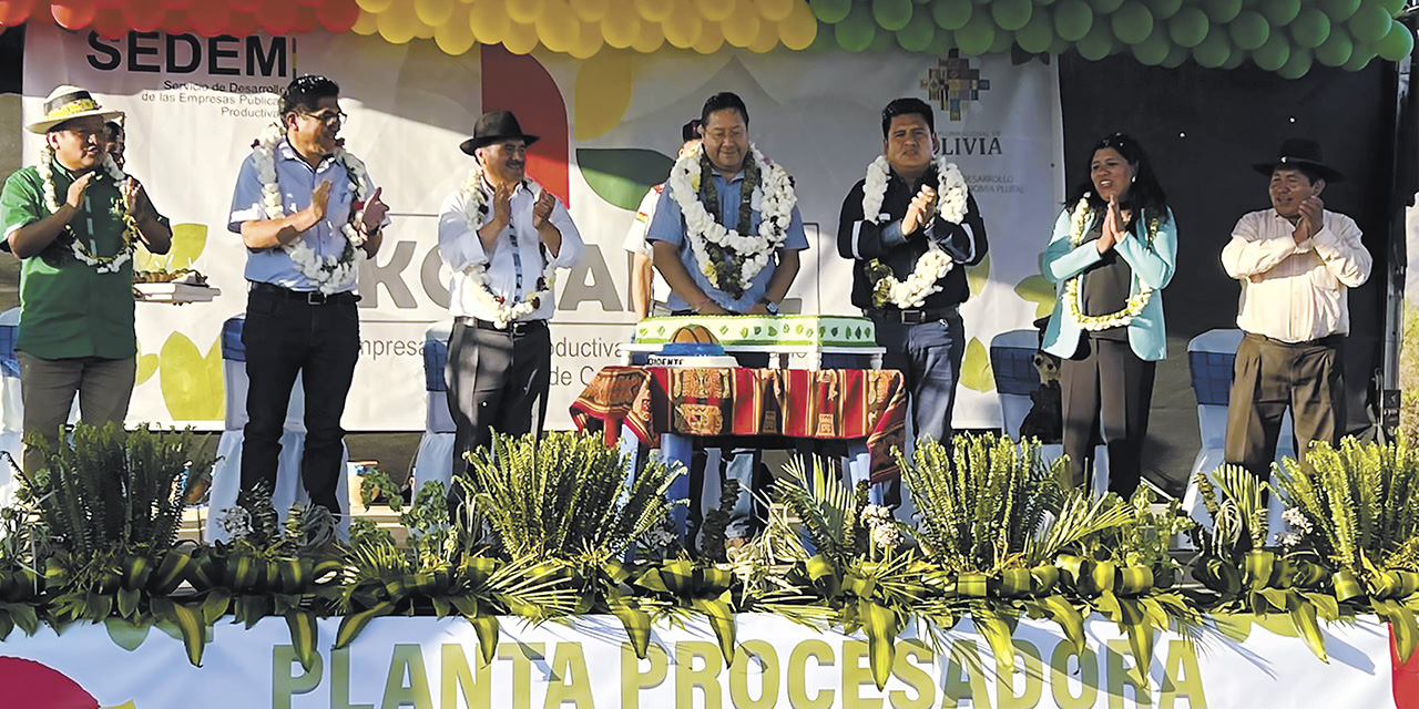 El presidente Luis Arce en la inauguración de obras de la Planta de Coca. | 