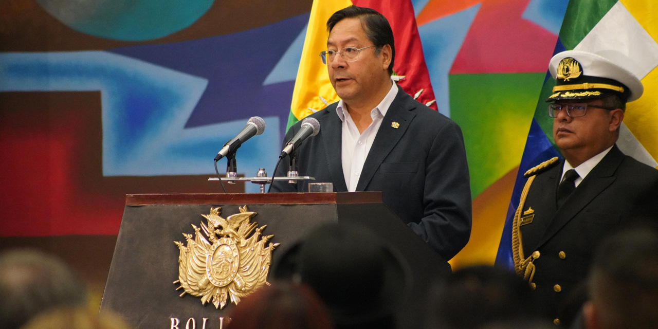 El presidente Luis Arce, en la Casa Grande del Pueblo. Foto: Jorge Mamani.