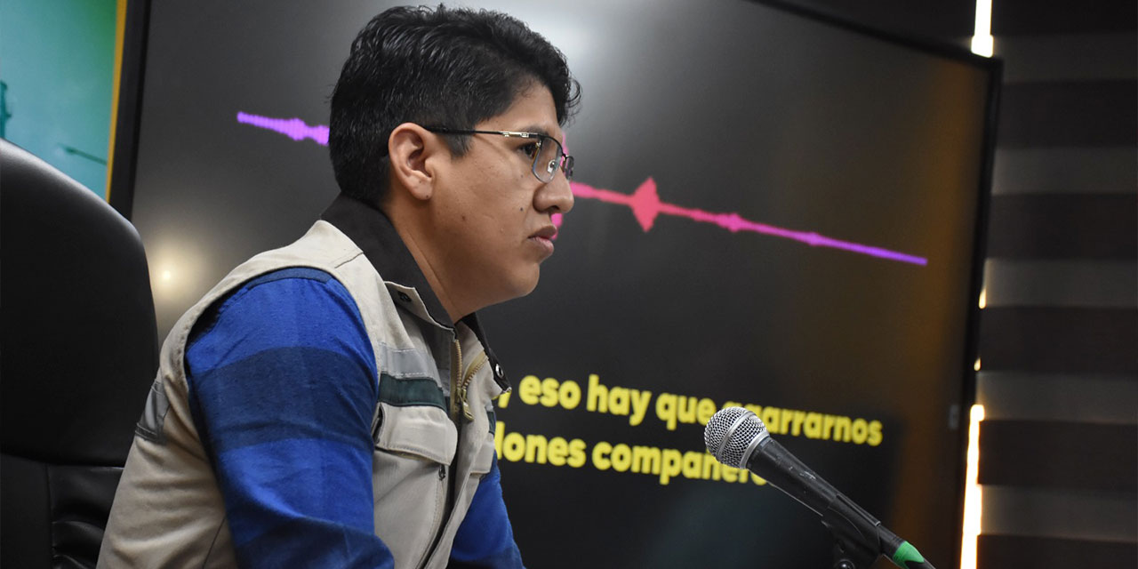 El director de la ANH, Germán Jiménez, en conferencia de prensa. Foto: Jorge Mamani