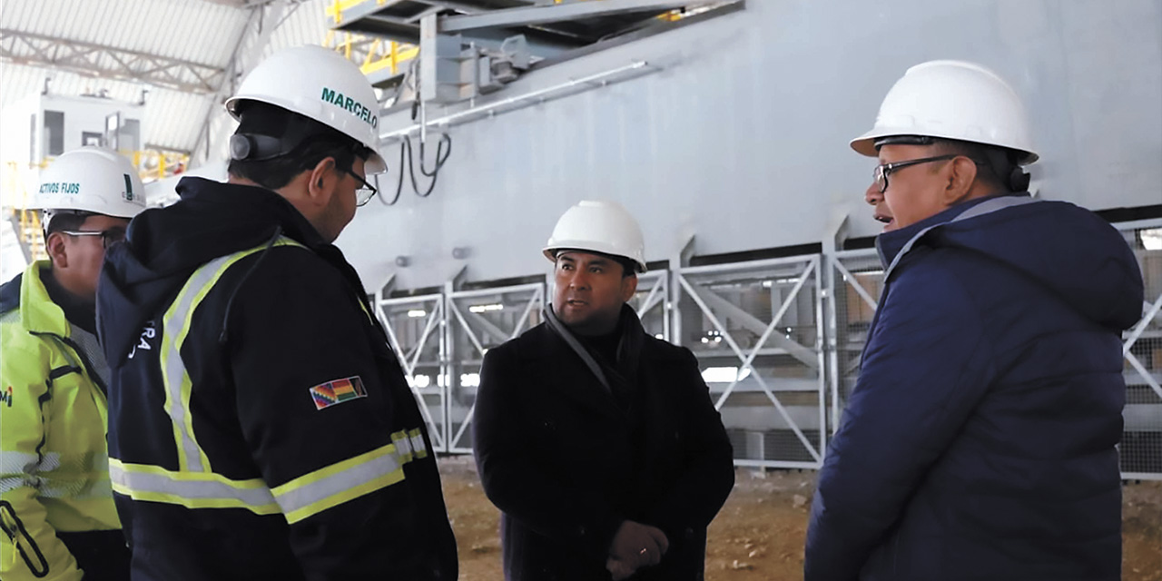 El viceministro Siles inspecciona la planta en Potosí. | Foto: MDPyEP