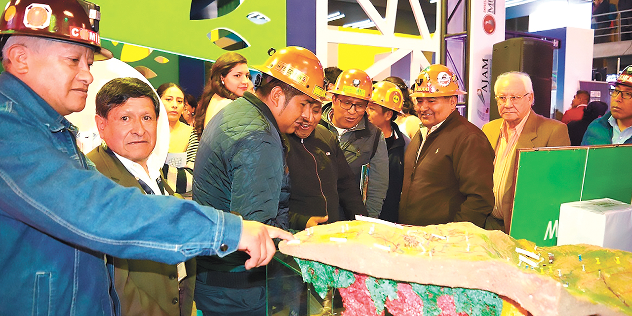 Revisión de los proyectos mineros en el estand del ministerio del área. Foto: MMyM