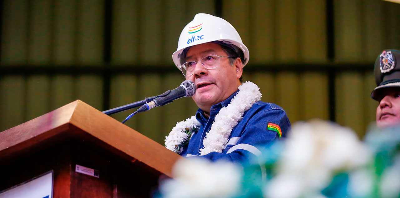 El presidente Luis Arce en el acto en Cochabamba. Foto: Presidencia