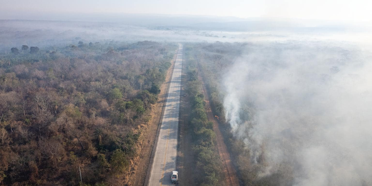 Panorama de los incendios en Roboré. Foto: Gobernación de Santa Cruz