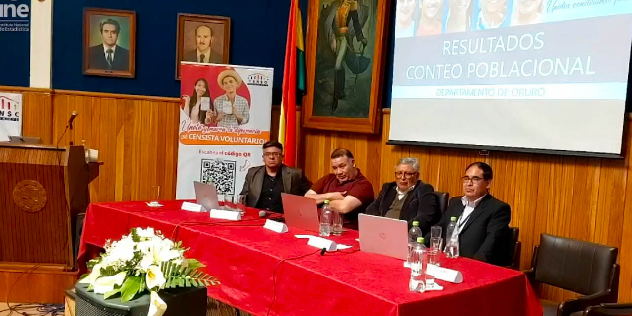 Socialización de los resultados poblacionales del Censo 2024 en Oruro. Imagen: Captura.