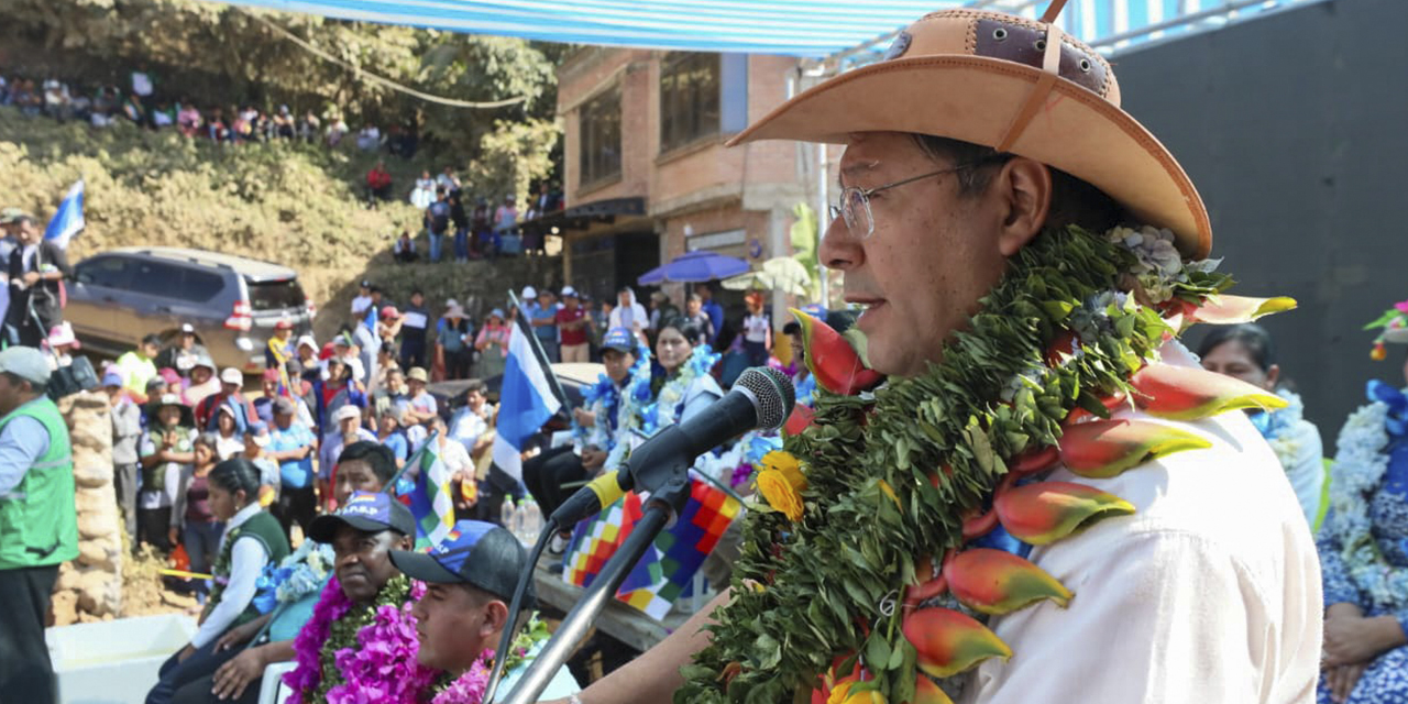 El mandatario Luis Arce en Coripata. (Foto: Presidencia)