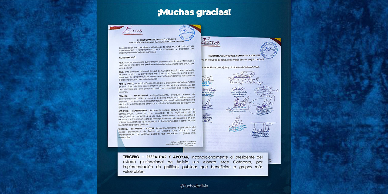 Presidente agradece respaldo de las concejalas y alcaldesas de Tarija 