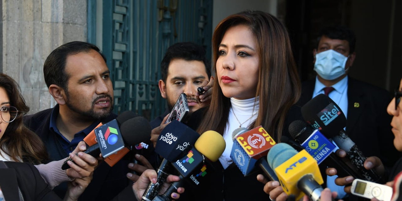 La viceministra de Comunicación, Gabriela Alcón, en rueda de prensa..