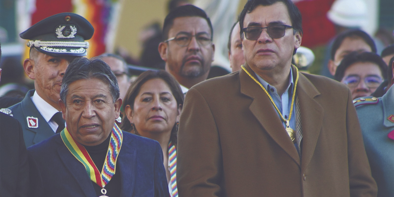 David Choquehuanca y el presidente de la Cámara de Diputados.