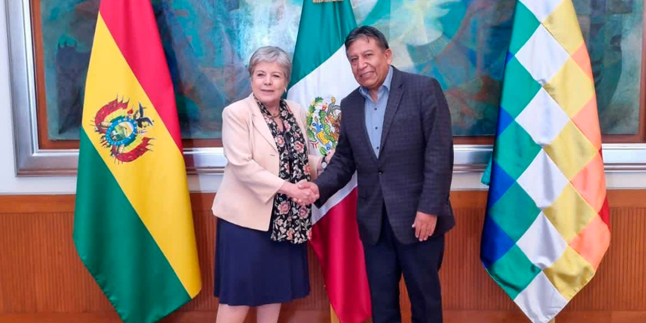 El vicepresidente de Bolivia, David Choquehuanca, se reunió con la canciller de México, Alicia Bárcena. | Foto: VEP