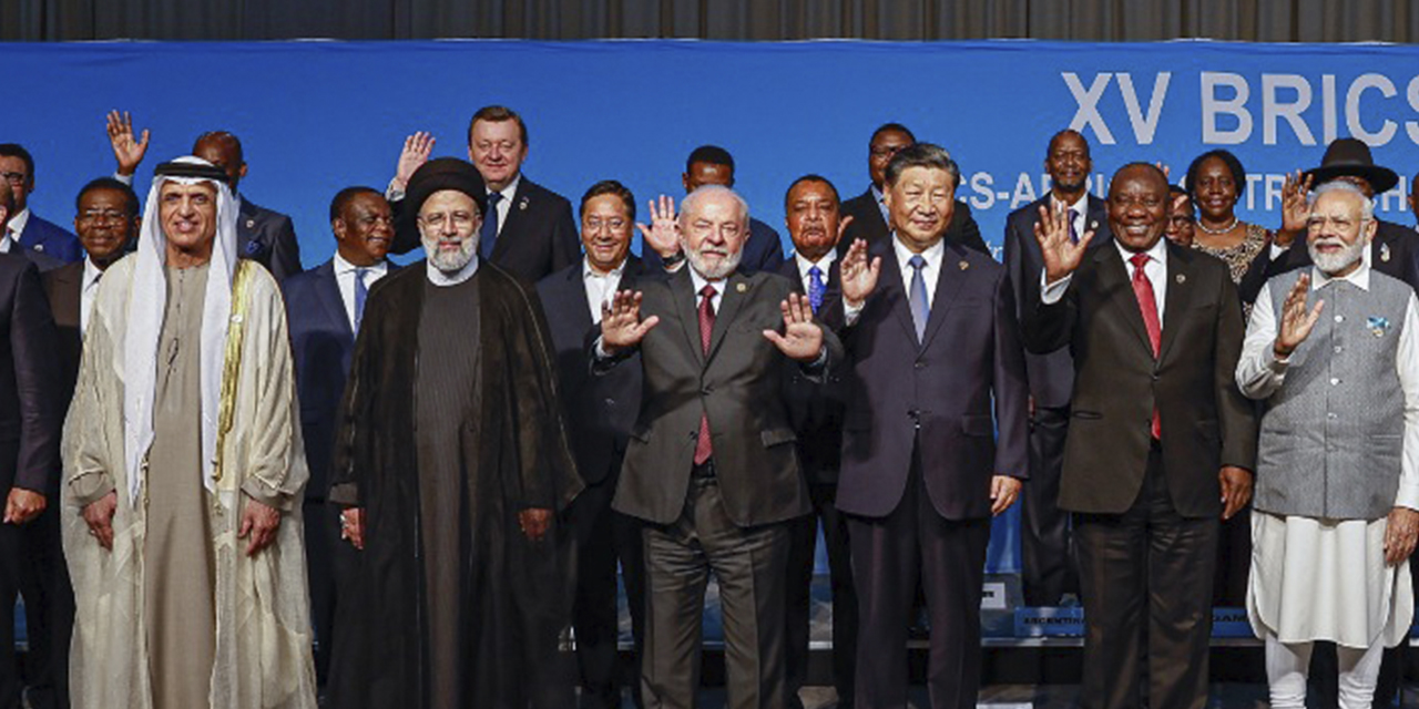 El presidente Luis Arce durante su intervención en la XV Cumbre Brics.