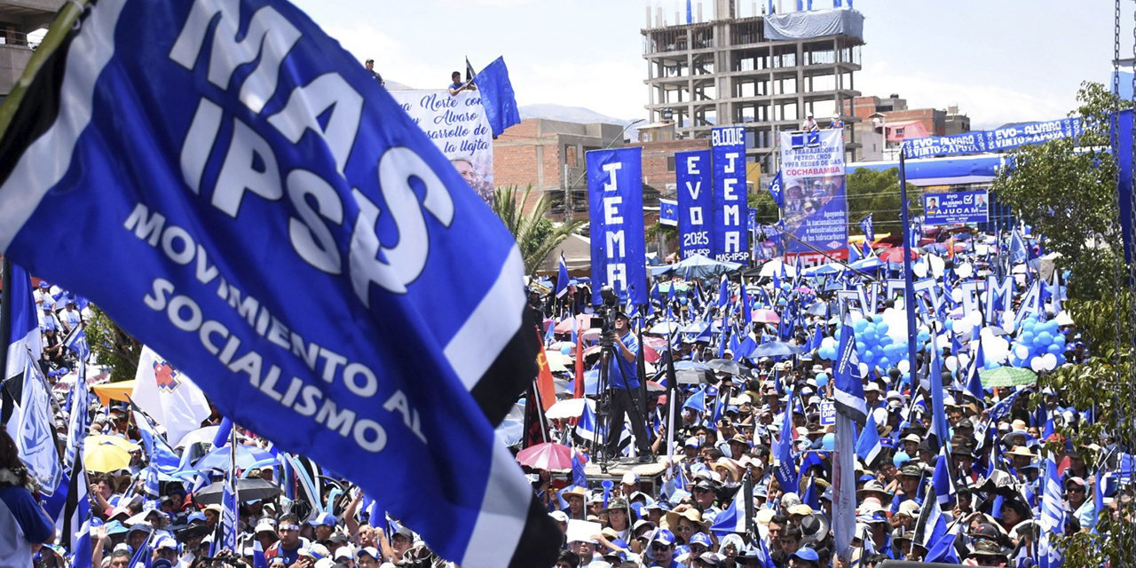 El Movimiento Al Socialismo reunido en un congreso.