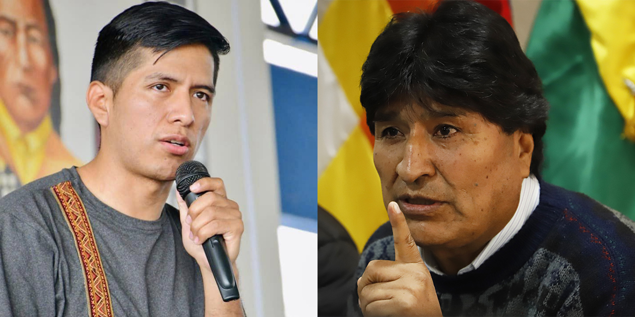 El presidente de la Cámara de Senadores, Andrónico Rodríguez, y Evo Morales.