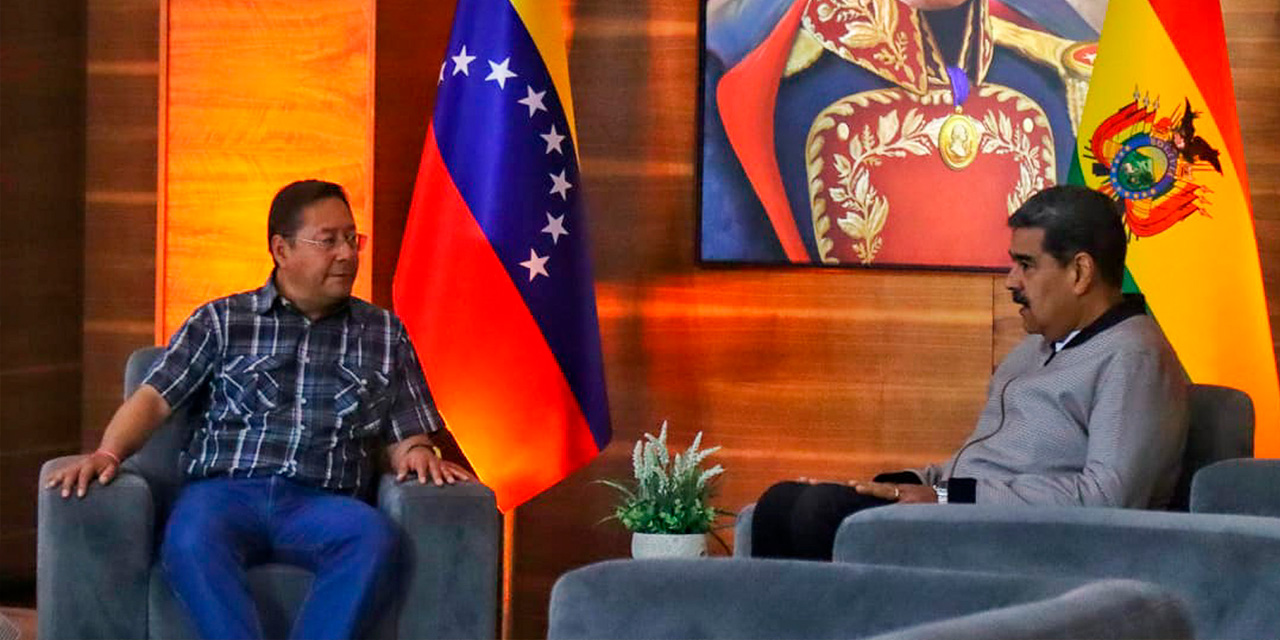 Los presidentes Luis Arce y Nicolás Maduro. Foto tomada de la cuenta en X del presidente Luis Arce