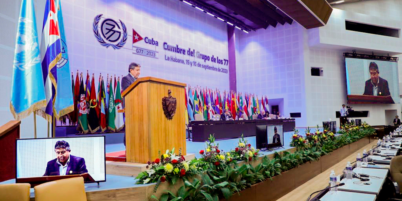 El vicepresidente del Estado Plurinacional de Bolivia, David Choquehuanca, partició de la Cumbre del G77+China. | Foto: Cancillería