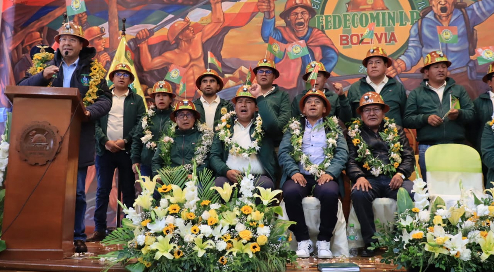 El presidente Luis Arce en el aniversario minero departamental. Foto: ABI