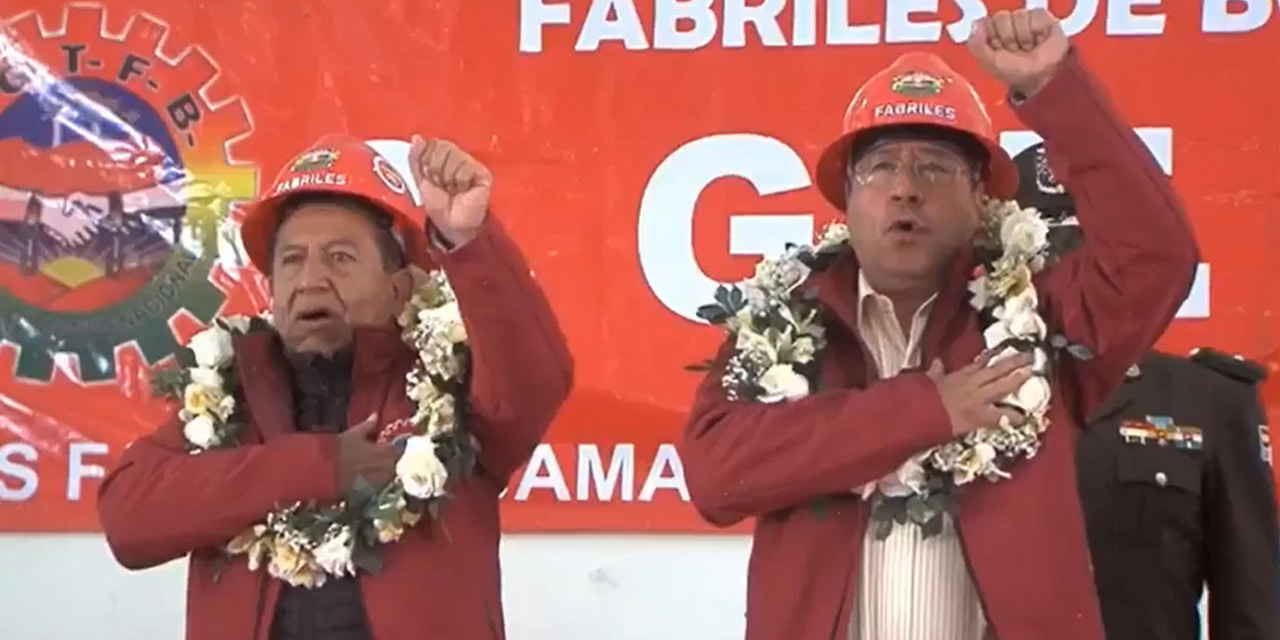 Lucho y David celebran junto con los trabajadores fabriles el 72 aniversario de la CGTFB 