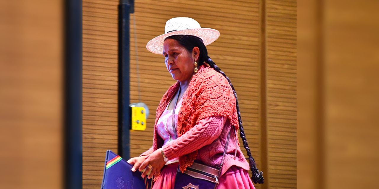 La ministra de Culturas, Descolonización y Despatriarcalización, Sabina Orellana. Foto: Ministerio de Culturas