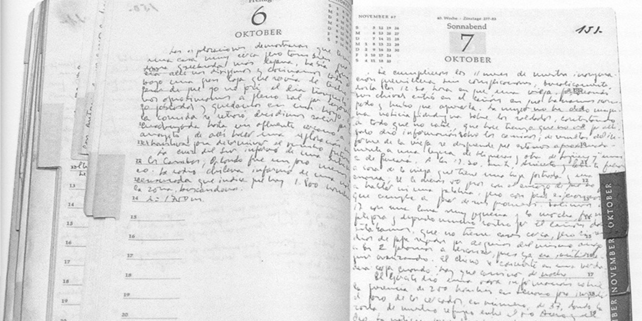 El escrito llega hasta el último renglón de la página que corresponde al 7 de octubre, que en 1967 cayó en sábado, igual que este año, 56 años más tarde. Foto: RRSS